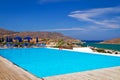 Blue swimming pool at Mirabello Bay Royalty Free Stock Photo