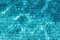 Blue swimming pool water background. Copy space, top view. Close up abstract water texture. Royalty Free Stock Photo