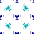 Blue Swing plane on the playground icon isolated seamless pattern on white background. Childrens carousel with plane