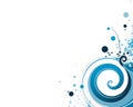 A Blue Swirl Background With Black And White Swirls