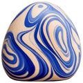 Blue Swirl Patterned Decorative Egg, Easter Decoration, Closeup Isolated on White. Royalty Free Stock Photo