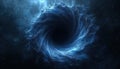 Blue swirling cosmic vortex in deep space. Galactic phenomenon with starfield and nebulae. Deep void pulls matter inward. Royalty Free Stock Photo