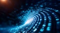 A blue swirling pattern of binary digits creates a visual representation of data flow in a digital landscape Royalty Free Stock Photo