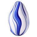 Blue Swirls Decorate a White Egg, Creating a Visually Striking Easter Ornament. Royalty Free Stock Photo
