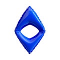 Blue symbol Ethereum made of inflatable balloon isolated on white background.