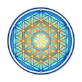 Blue Symbol Flower of life. Sacred geometric symbol of success, health and prosperity Royalty Free Stock Photo