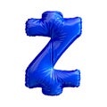 Blue symbol Zcash ZEC made of inflatable balloon isolated on white background