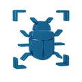 Blue System bug concept icon isolated on transparent background. Code bug concept. Bug in the system. Bug searching. Royalty Free Stock Photo