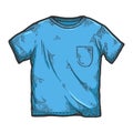 Blue t-shirt sketch engraving vector