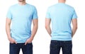 Blue t shirt on a young man template Royalty Free Stock Photo