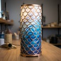 Blue Table Lamp With Unique Light-focused Design