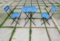 Blue table and two chairs Royalty Free Stock Photo