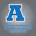 Blue Tackle Twill Alphabet and Numbers Vector Royalty Free Stock Photo