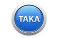 Blue TAKA button icon with a glossy finish, perfect for digital interactions and online platforms featuring call to action buttons