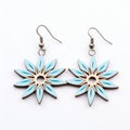 Blue And Tan Sunflower Earrings - Bold Structural Designs