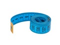 Blue tape measure isolated on the white background Royalty Free Stock Photo