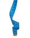 Blue tape measure tool isolated on the white background Royalty Free Stock Photo