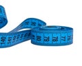 Blue tape measure tool isolated on the white background Royalty Free Stock Photo