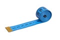 Blue tape measure tool isolated on the white background Royalty Free Stock Photo