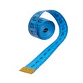 Blue tape measure tool isolated on the white background Royalty Free Stock Photo