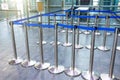 Blue tape portable barrier indoor inside a building