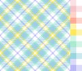 Blue Tartan and Easter Pastel Colors Gingham Plaid Seamless Pattern Tiles