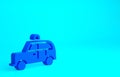 Blue Taxi car icon isolated on blue background. Minimalism concept. 3d illustration 3D render
