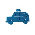 Blue Taxi car icon isolated on transparent background.