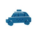 Blue Taxi car icon isolated on transparent background.