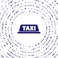 Blue Taxi car roof icon isolated on white background. Abstract circle random dots. Vector Illustration