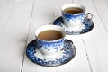 Blue tea cups in white Royalty Free Stock Photo