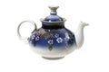 A blue tea pot isolated on a white background Royalty Free Stock Photo
