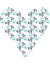 Blue and teal heart butterfly shape