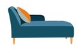 Blue teal sofa with orange pillow vector isolated.