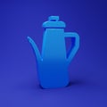 Blue Teapot icon isolated on blue background. Minimalism concept. 3D render illustration Royalty Free Stock Photo