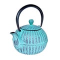 Blue teapot isolated on white Royalty Free Stock Photo