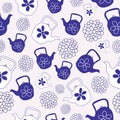 Blue Teapots Seamless Pattern Design Royalty Free Stock Photo