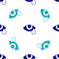 Blue Tear cry eye icon isolated seamless pattern on white background. Vector