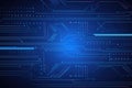 Blue tech circuit board lines background Generative ai Royalty Free Stock Photo