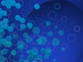 BLUE TECH Hexagons in differnts shaphes OVER BLUISH bACKGROUND Royalty Free Stock Photo