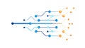 Blue Tech Network Connection Node Graphic, vector design Generative AI Royalty Free Stock Photo