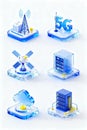 Blue Technology Icons Set â 5G, Cloud, and Data Innovation Concept Royalty Free Stock Photo