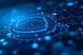 Blue technology and intricate circular patterns suggest advanced digital connectivity and processing