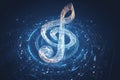 Blue technology structure adorns music note in detailed 3D rendering Royalty Free Stock Photo