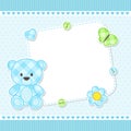 Blue teddy bear card Royalty Free Stock Photo