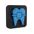 Blue Teeth with braces icon isolated on transparent background. Alignment of bite of teeth, dental row with with braces