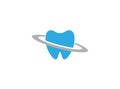 Blue teeth care in a circle for dentist clinic for logo design illustration