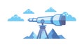 Blue telescope with clouds, atmospheric observation, weather study, vector design Generative AI Royalty Free Stock Photo