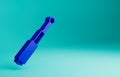 Blue Telescopic baton icon isolated on blue background. Minimalism concept. 3D render illustration