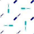 Blue Telescopic baton icon isolated seamless pattern on white background. Vector